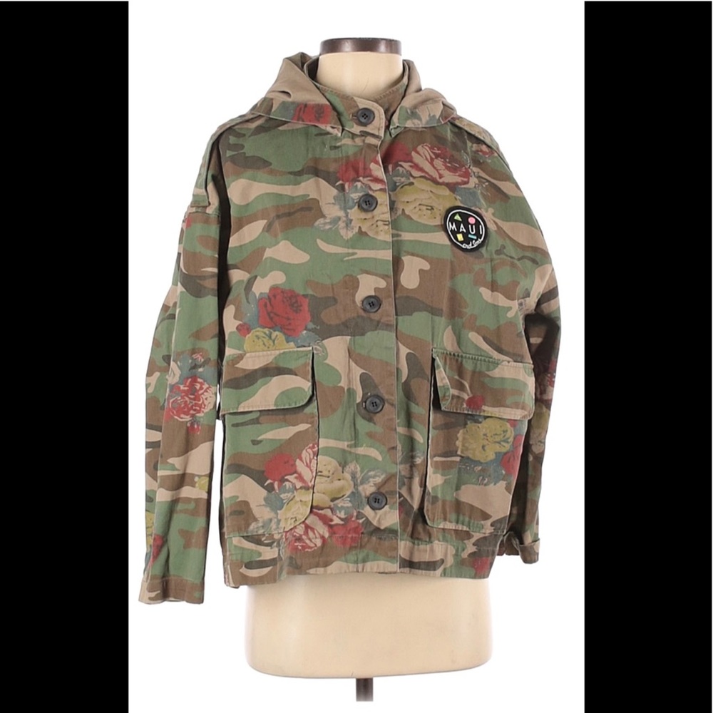 ZARA camo hooded jacket size s